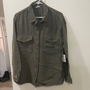 a.n.a Olive Button Down Shirt